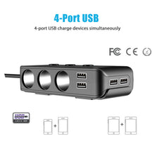 Load image into Gallery viewer, 120W Car Cigarette Lighter Distributor QC3.0 Quick Charge Splitter 4 USB LED Voltage Display 12V/24V Universal Power Adapter
