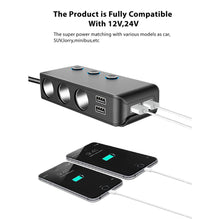 Load image into Gallery viewer, 120W Car Cigarette Lighter Distributor QC3.0 Quick Charge Splitter 4 USB LED Voltage Display 12V/24V Universal Power Adapter
