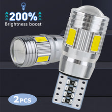 Load image into Gallery viewer, 2Pcs T10 Car W5W LED Bulb Signal Light 5630 6SMD Auto Claerance Wedge Side License Plate Reverse Lamps 12V 6500K Reading Light
