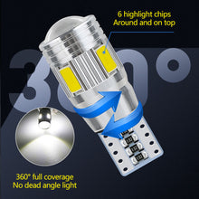 Load image into Gallery viewer, 2Pcs T10 Car W5W LED Bulb Signal Light 5630 6SMD Auto Claerance Wedge Side License Plate Reverse Lamps 12V 6500K Reading Light
