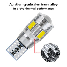 Load image into Gallery viewer, 2Pcs T10 Car W5W LED Bulb Signal Light 5630 6SMD Auto Claerance Wedge Side License Plate Reverse Lamps 12V 6500K Reading Light
