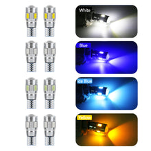 Load image into Gallery viewer, 2Pcs T10 Car W5W LED Bulb Signal Light 5630 6SMD Auto Claerance Wedge Side License Plate Reverse Lamps 12V 6500K Reading Light
