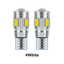 Load image into Gallery viewer, 2Pcs T10 Car W5W LED Bulb Signal Light 5630 6SMD Auto Claerance Wedge Side License Plate Reverse Lamps 12V 6500K Reading Light
