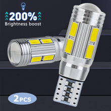 Load image into Gallery viewer, 2Pcs T10 Car W5W 5730 10SMD Led Bulb Reverse Signal Light Reading Lamps 12V 6500K Auto Wedge Side License Plate Light Trunk Lamps
