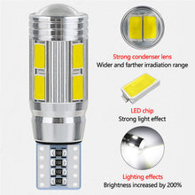Load image into Gallery viewer, 2Pcs T10 Car W5W 5730 10SMD Led Bulb Reverse Signal Light Reading Lamps 12V 6500K Auto Wedge Side License Plate Light Trunk Lamps
