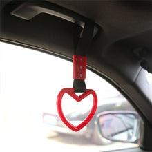 Load image into Gallery viewer, JDM Car Drift Rear Bumper Warning Loop Heart-shaped Car Interior Lanyard Black Handle Strap Charm Subway Train Bus Pull Ring
