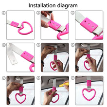 Load image into Gallery viewer, JDM Car Drift Rear Bumper Warning Loop Heart-shaped Car Interior Lanyard Black Handle Strap Charm Subway Train Bus Pull Ring
