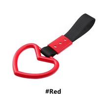 Load image into Gallery viewer, JDM Car Drift Rear Bumper Warning Loop Heart-shaped Car Interior Lanyard Black Handle Strap Charm Subway Train Bus Pull Ring
