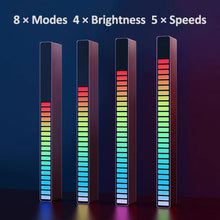 Load image into Gallery viewer, RGB Sound Control Rhythm Ambient Light 32LED Colorful Strip Light Rechargeable Bar Car Computer Home Audio Music Atmosphere Lamp
