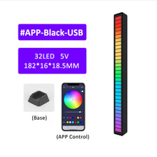 Load image into Gallery viewer, RGB Sound Control Rhythm Ambient Light 32LED Colorful Strip Light Rechargeable Bar Car Computer Home Audio Music Atmosphere Lamp
