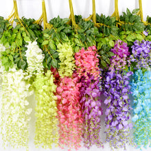 Load image into Gallery viewer, 12Pcs 110cm Artificial Decoration Vivid Vine Creeper Green Leaf for Home Wedding Decor DIY Hanging Garland Artificial Flowers
