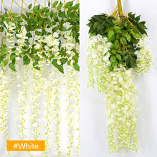 Load image into Gallery viewer, 12Pcs 110cm Artificial Decoration Vivid Vine Creeper Green Leaf for Home Wedding Decor DIY Hanging Garland Artificial Flowers
