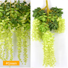 Load image into Gallery viewer, 12Pcs 110cm Artificial Decoration Vivid Vine Creeper Green Leaf for Home Wedding Decor DIY Hanging Garland Artificial Flowers
