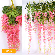 Load image into Gallery viewer, 12Pcs 110cm Artificial Decoration Vivid Vine Creeper Green Leaf for Home Wedding Decor DIY Hanging Garland Artificial Flowers
