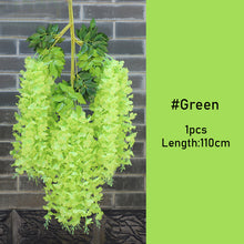 Load image into Gallery viewer, 110cm Artificial Wisteria Decoration Vivid Vine Creeper Green Leaf for Home Wedding Decor DIY Hanging Garland Artificial Flowers
