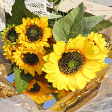 Load image into Gallery viewer, Sunflower Silk Artificial Flower Bouquet Large Sun Flower Home Decor Artificial Flowers Plant Artificial Decorative Flower

