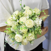 Load image into Gallery viewer, 3 Heads Rose Artificial Bouquet Bridal Flowers Wedding Party Silk Fake Flowers Home Room DIY Decor Marriage Decorations

