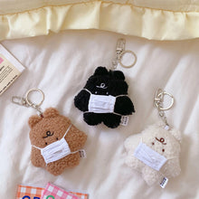 Load image into Gallery viewer, Cute Mini Bear with Mouth Mask Plush Toy Key Chain Bear Pendant Bag Backpack Decoration Key Ring Soft Stuffed Toy
