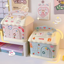 Load image into Gallery viewer, Cute Mini House Piggy Bank Money Box Coins Box with Lock Safe Cartoon Saving Pot Gift Table Room Decoration
