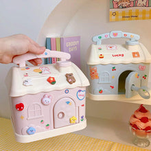 Load image into Gallery viewer, Cute Mini House Piggy Bank Money Box Coins Box with Lock Safe Cartoon Saving Pot Gift Table Room Decoration
