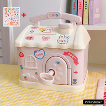 Load image into Gallery viewer, Cute Mini House Piggy Bank Money Box Coins Box with Lock Safe Cartoon Saving Pot Gift Table Room Decoration
