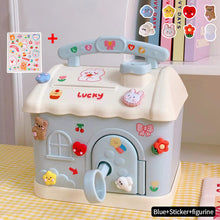 Load image into Gallery viewer, Cute Mini House Piggy Bank Money Box Coins Box with Lock Safe Cartoon Saving Pot Gift Table Room Decoration

