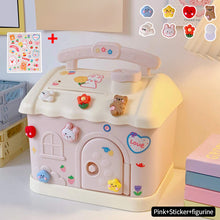 Load image into Gallery viewer, Cute Mini House Piggy Bank Money Box Coins Box with Lock Safe Cartoon Saving Pot Gift Table Room Decoration
