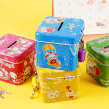 Load image into Gallery viewer, Creative Tinplate Money Box with Lock for Kids Children Safe Piggy Bank Coins Box Gift Cartoon Saving Pot

