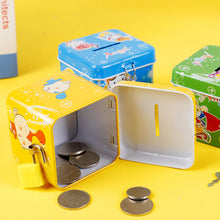 Load image into Gallery viewer, Creative Tinplate Money Box with Lock for Kids Children Safe Piggy Bank Coins Box Gift Cartoon Saving Pot
