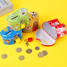 Load image into Gallery viewer, Creative Tinplate Money Box with Lock for Kids Children Safe Piggy Bank Coins Box Gift Cartoon Saving Pot
