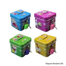 Load image into Gallery viewer, Creative Tinplate Money Box with Lock for Kids Children Safe Piggy Bank Coins Box Gift Cartoon Saving Pot
