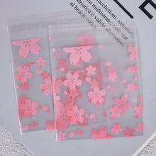 Load image into Gallery viewer, 100pcs Sakura Flower Snack Cookie Sealing Bag Self-Adhesive Wedding Birthday Party Candy Biscuit Packaging Gift Bag
