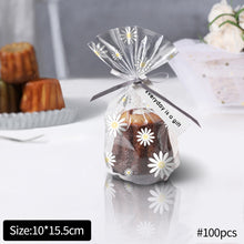 Load image into Gallery viewer, 50/100pcs Daisy Transparent Packaging Bags Bread Cookie Snack Storage Bag Christmas Apple Chocolate Candy Party Gift Bag

