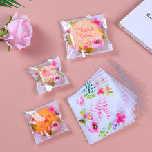 Load image into Gallery viewer, 100pcs Thank You Flower Snack Cookie Sealing Bag Self-Adhesive Wedding Birthday Party Candy Biscuit Packaging Gift Bag
