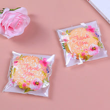 Load image into Gallery viewer, 100pcs Thank You Flower Snack Cookie Sealing Bag Self-Adhesive Wedding Birthday Party Candy Biscuit Packaging Gift Bag
