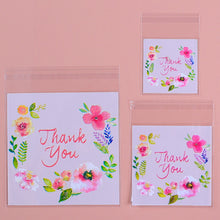 Load image into Gallery viewer, 100pcs Thank You Flower Snack Cookie Sealing Bag Self-Adhesive Wedding Birthday Party Candy Biscuit Packaging Gift Bag
