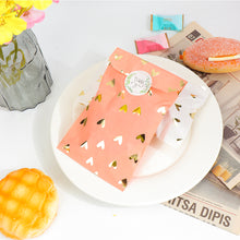 Load image into Gallery viewer, 25Pcs Wedding Favor Treat Paper Bag Wedding Birthday Anniversary Party Favor Candy Cookie Gift Paper Bag Pink And Gold Foil Heart
