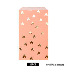 Load image into Gallery viewer, 25Pcs Wedding Favor Treat Paper Bag Wedding Birthday Anniversary Party Favor Candy Cookie Gift Paper Bag Pink And Gold Foil Heart

