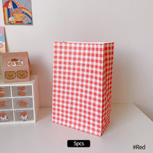 Load image into Gallery viewer, 5pcs/set Korean Style Colorful Plaid Kraft Paper Bag Flower Gift Pakage Bag Present Bag Table Organizing Bag
