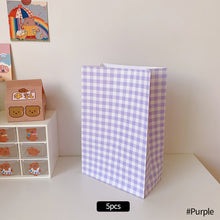 Load image into Gallery viewer, 5pcs/set Korean Style Colorful Plaid Kraft Paper Bag Flower Gift Pakage Bag Present Bag Table Organizing Bag
