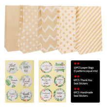 Load image into Gallery viewer, 10/30Sets Party Favor Gift Paper Bags with Sticker Ropes Treat Bags Candy Bag Chevron Polka Dot Bags Christmas Wedding Birthday Party Favors Supplies Gift Bags
