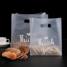 Load image into Gallery viewer, 50pcs Thank You Plastic Gift Bags Cafe Bread Bring Out Bag Shopping Packaging Bags With Handle Christmas Party Wedding Favors For Guests Decoration
