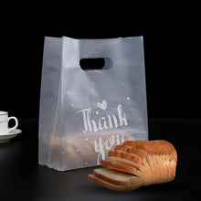 Load image into Gallery viewer, 50pcs Thank You Plastic Gift Bags Cafe Bread Bring Out Bag Shopping Packaging Bags With Handle Christmas Party Wedding Favors For Guests Decoration
