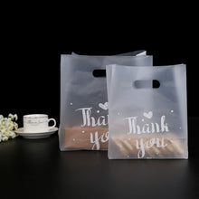 Load image into Gallery viewer, 50pcs Thank You Plastic Gift Bags Cafe Bread Bring Out Bag Shopping Packaging Bags With Handle Christmas Party Wedding Favors For Guests Decoration
