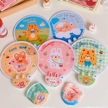 Load image into Gallery viewer, Summer Cartoon Handheld Round Fan Portable Fan with Handle Mini Folding Foldable Fan School Home Use Fan
