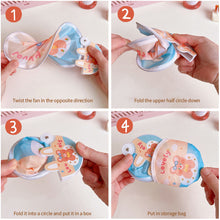 Load image into Gallery viewer, Summer Cartoon Handheld Round Fan Portable Fan with Handle Mini Folding Foldable Fan School Home Use Fan
