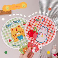 Load image into Gallery viewer, Summer Cartoon Handheld Round Fan Portable Fan with Handle Mini Folding Foldable Fan School Home Use Fan
