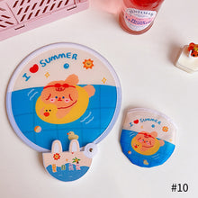 Load image into Gallery viewer, Summer Cartoon Handheld Round Fan Portable Fan with Handle Mini Folding Foldable Fan School Home Use Fan
