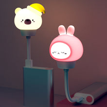 Load image into Gallery viewer, USB Plug Cartoon Animal Lamp Computer Mobile Power Charging USB Small Book Lamps LED Eye Protection Light Baby Breeding Kids Room Night Light
