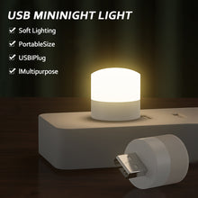 Load image into Gallery viewer, USB Plug Lamp Computer Mobile Power Charging USB Small Book Lamps LED Eye Protection Reading Light Small Round Light Night Light
